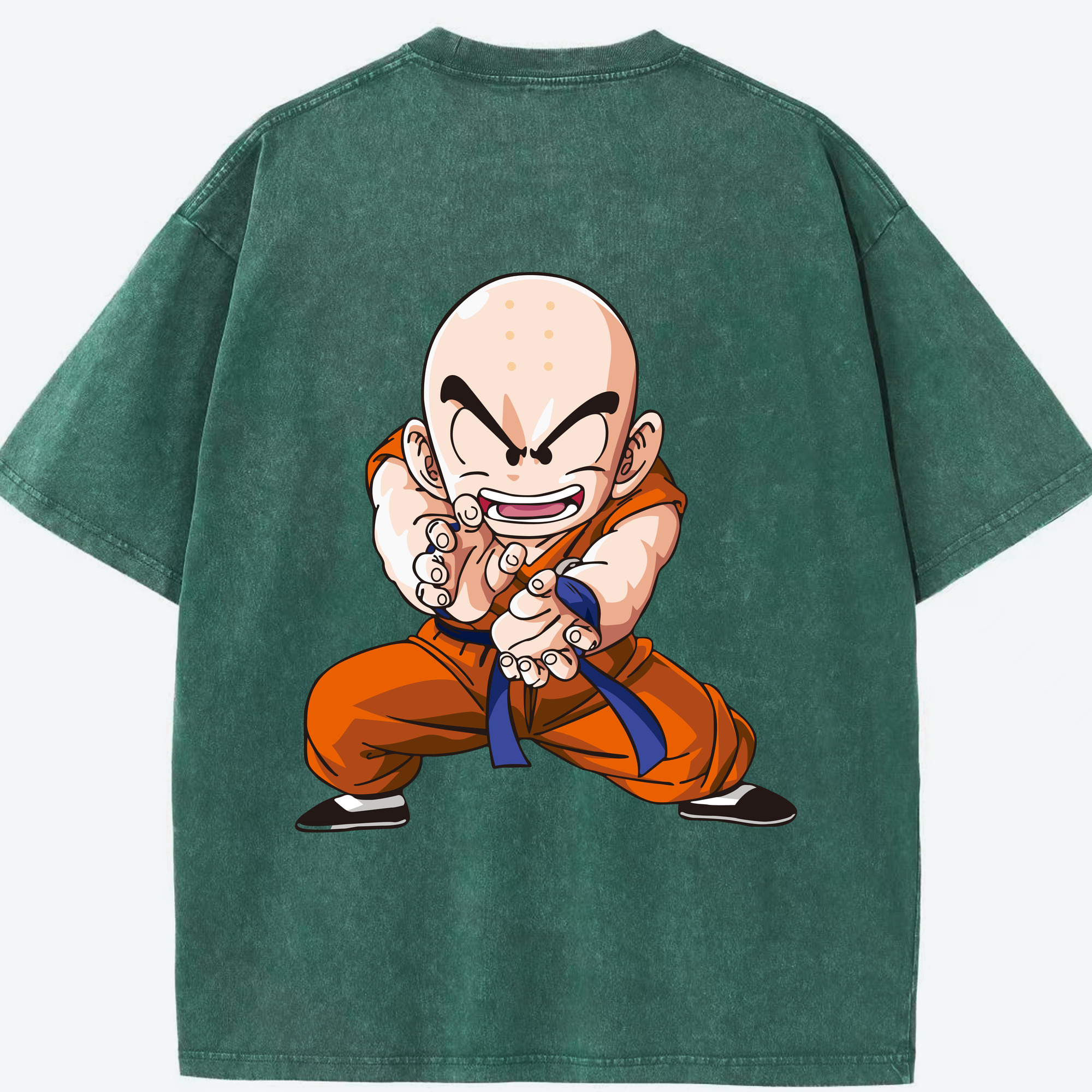 （画像用） ドラゴンボール クリリン DRAGON BALL krillin 綿100% ヴィンテージ風 半袖Tシャツ（背面プリント）